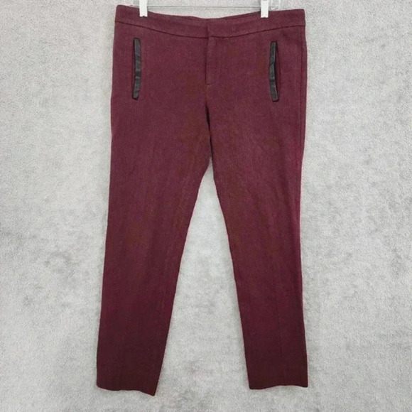 Banana Republic Sloan Women's Burgundy Herringbone Pants Size 8 ‎ 10CT - Picture 1 of 7